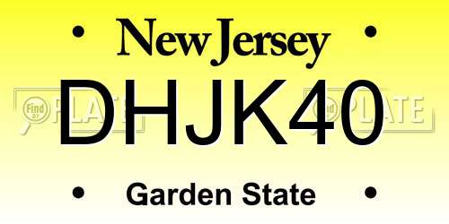 DHJK40 New Jersey License Plate