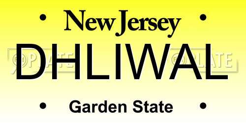 DHLIWAL New Jersey License Plate