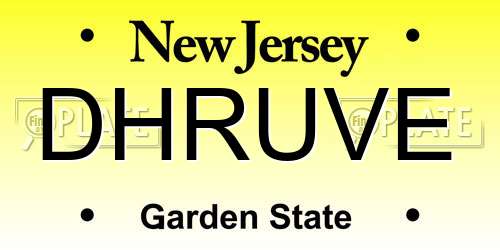 DHRUVE New Jersey License Plate