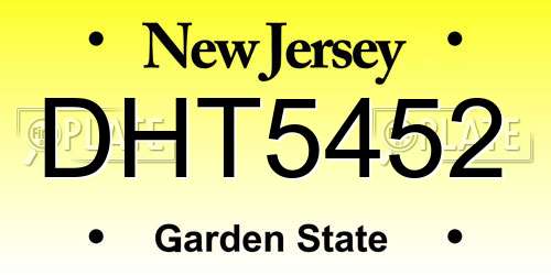 DHT5452 New Jersey License Plate