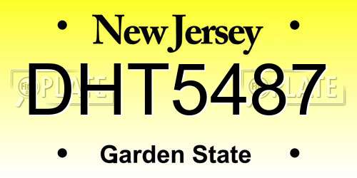 DHT5487 New Jersey License Plate