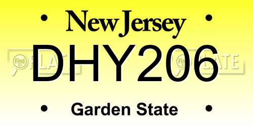 DHY206 New Jersey License Plate