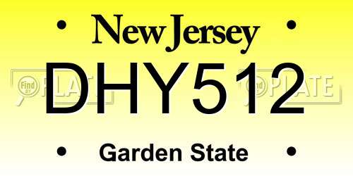 DHY512 New Jersey License Plate