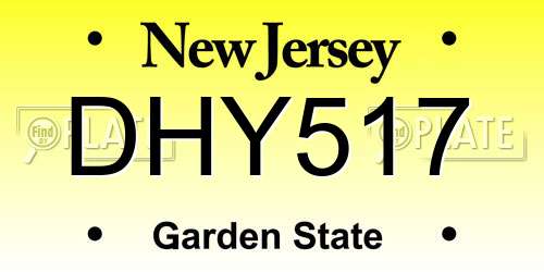 DHY517 New Jersey License Plate