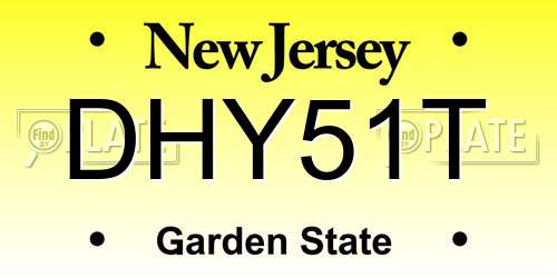 DHY51T New Jersey License Plate