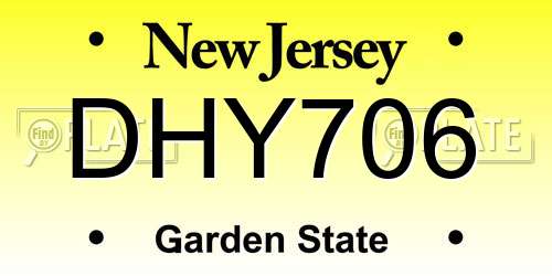 DHY706 New Jersey License Plate