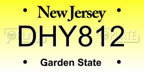 DHY812 New Jersey License Plate