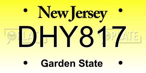 DHY817 New Jersey License Plate