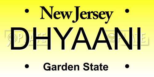 DHYAANI New Jersey License Plate