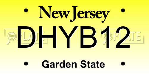 DHYB12 New Jersey License Plate