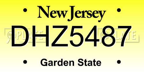 DHZ5487 New Jersey License Plate