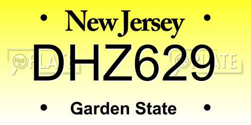 DHZ629 New Jersey License Plate