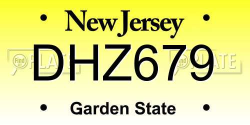 DHZ679 New Jersey License Plate
