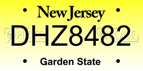 DHZ8482 New Jersey License Plate