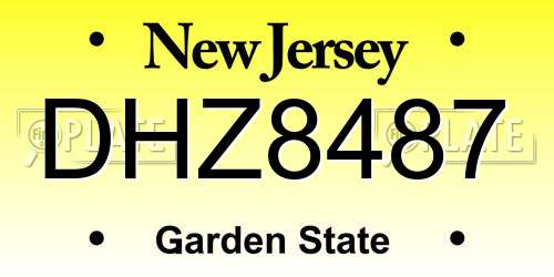 DHZ8487 New Jersey License Plate
