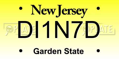 DI1N7D New Jersey License Plate