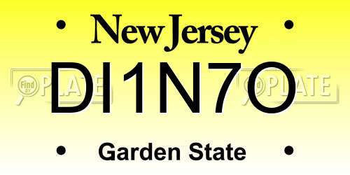 DI1N7O New Jersey License Plate