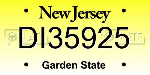 DI35925 New Jersey License Plate