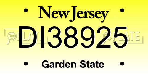 DI38925 New Jersey License Plate