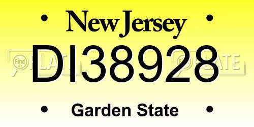 DI38928 New Jersey License Plate