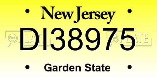 DI38975 New Jersey License Plate