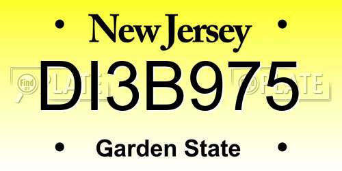 DI3B975 New Jersey License Plate