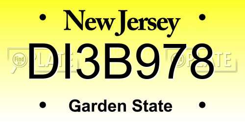 DI3B978 New Jersey License Plate