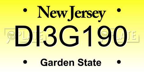 DI3G190 New Jersey License Plate