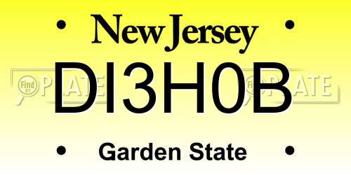 DI3H0B New Jersey License Plate
