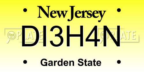 DI3H4N New Jersey License Plate
