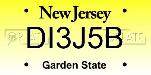 DI3J5B New Jersey License Plate