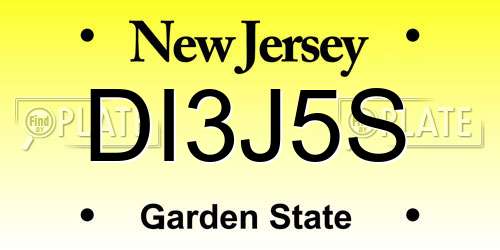 DI3J5S New Jersey License Plate