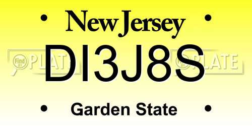 DI3J8S New Jersey License Plate