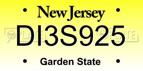 DI3S925 New Jersey License Plate