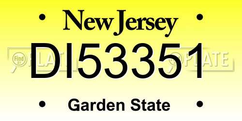 DI53351 New Jersey License Plate
