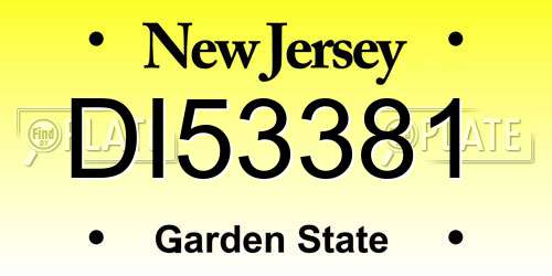 DI53381 New Jersey License Plate