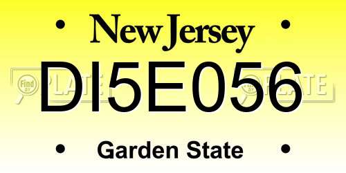 DI5E056 New Jersey License Plate