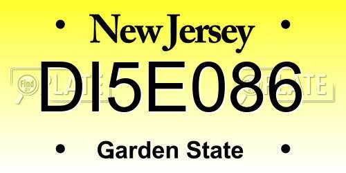 DI5E086 New Jersey License Plate