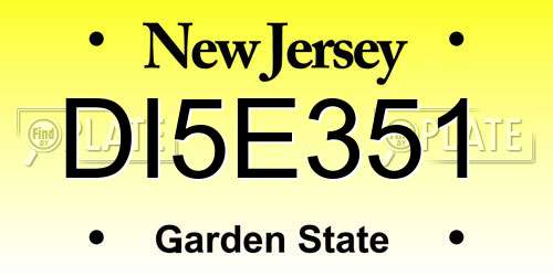 DI5E351 New Jersey License Plate