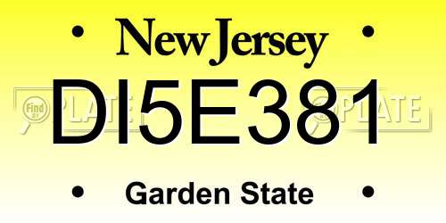DI5E381 New Jersey License Plate