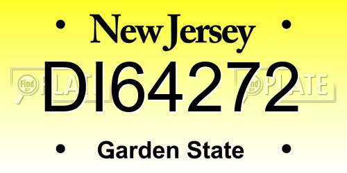 DI64272 New Jersey License Plate