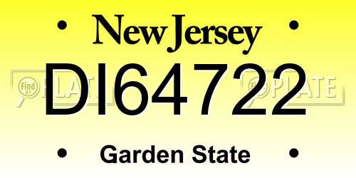 DI64722 New Jersey License Plate