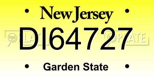 DI64727 New Jersey License Plate