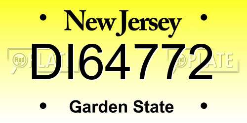 DI64772 New Jersey License Plate