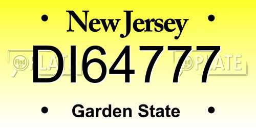 DI64777 New Jersey License Plate