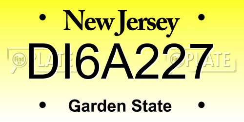 DI6A227 New Jersey License Plate