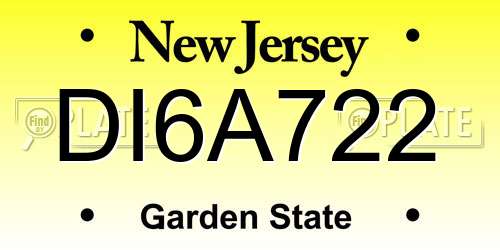 DI6A722 New Jersey License Plate