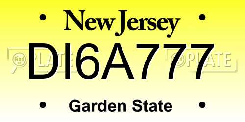 DI6A777 New Jersey License Plate