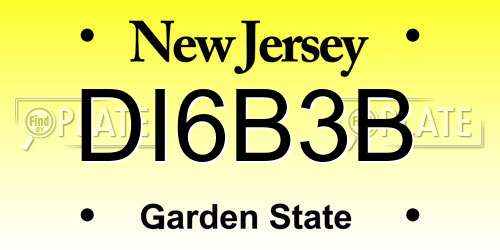 DI6B3B New Jersey License Plate