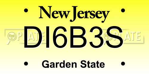 DI6B3S New Jersey License Plate